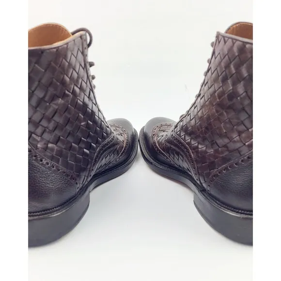 TAFT Men's Saint Handwoven Leather Wingtip Dress Boots - Size 41