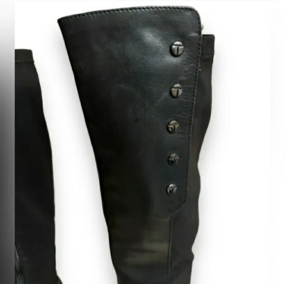 TAHARI Black Leather Brady Knee Boots