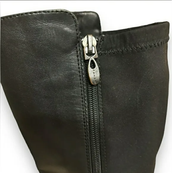 TAHARI Black Leather Brady Knee Boots