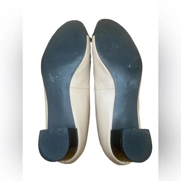 Tahari shoes ballet style womens low block heel black cream bow size 9 m