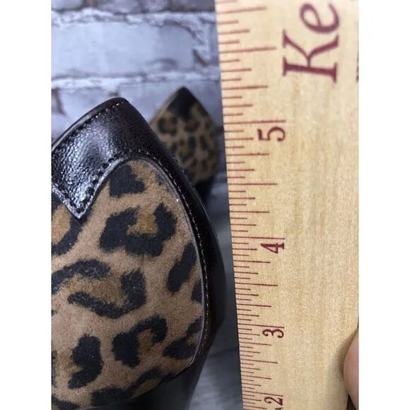 Taryn Rose Leopard Print Brown Bow Peep Toe Heels Shoes Women Sz 9M US/38.5EU
