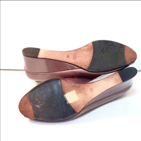 Taryn Rose patent leather peep toe wedge shoes