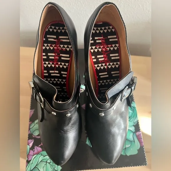 Taylor Says Womens Fringe Anisa Booties Black Leather Heels Size 10 Shoes