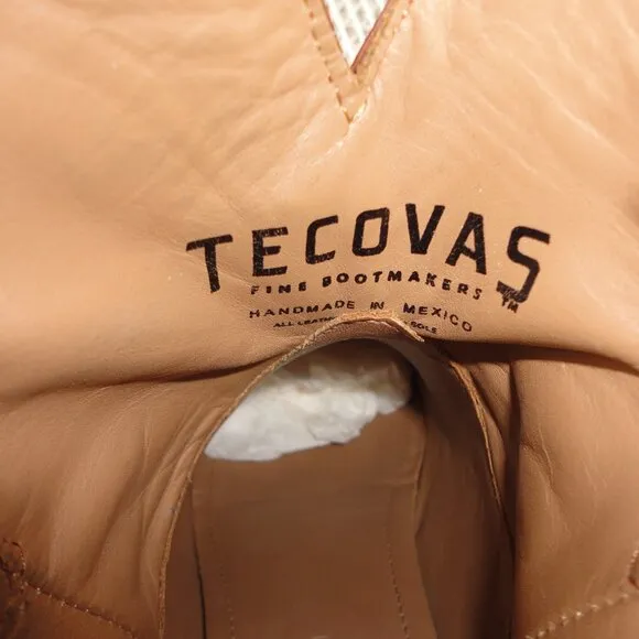 TECOVAS Women's Brown Leather Western Ankle Boots Size 8B