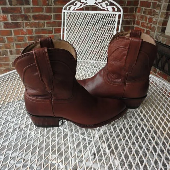 TECOVAS Women's Brown Leather Western Ankle Boots Size 8B