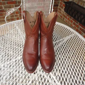 TECOVAS Women's Brown Leather Western Ankle Boots Size 8B