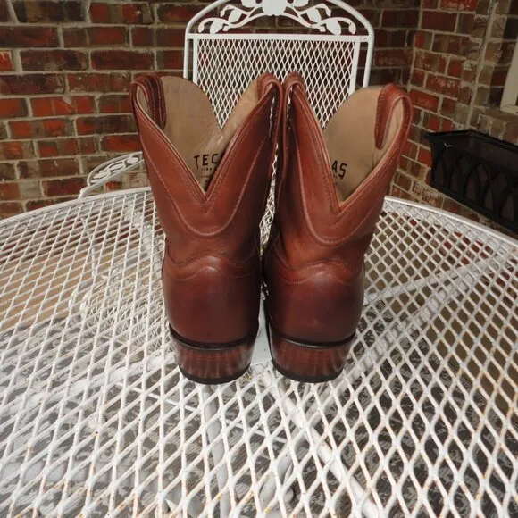 TECOVAS Women's Brown Leather Western Ankle Boots Size 8B