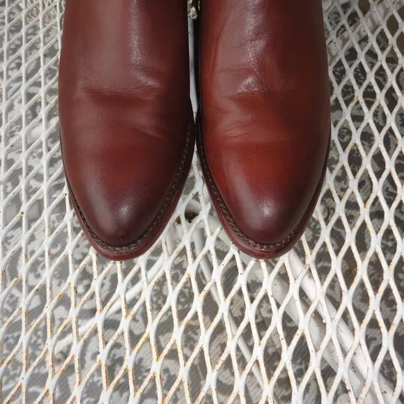 TECOVAS Women's Brown Leather Western Ankle Boots Size 8B