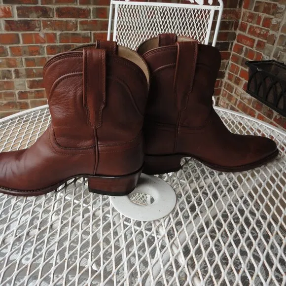 TECOVAS Women's Brown Leather Western Ankle Boots Size 8B