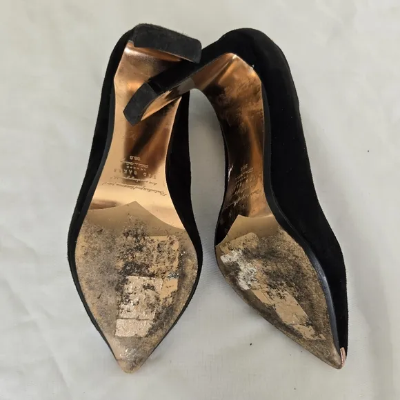 Ted Baker Black Suede Copper Pointed Toe Heels, 8