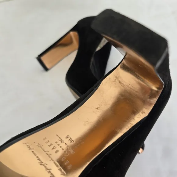 Ted Baker Black Suede Copper Pointed Toe Heels, 8