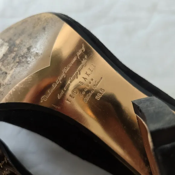 Ted Baker Black Suede Copper Pointed Toe Heels, 8