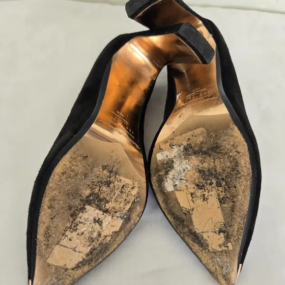 Ted Baker Black Suede Copper Pointed Toe Heels, 8