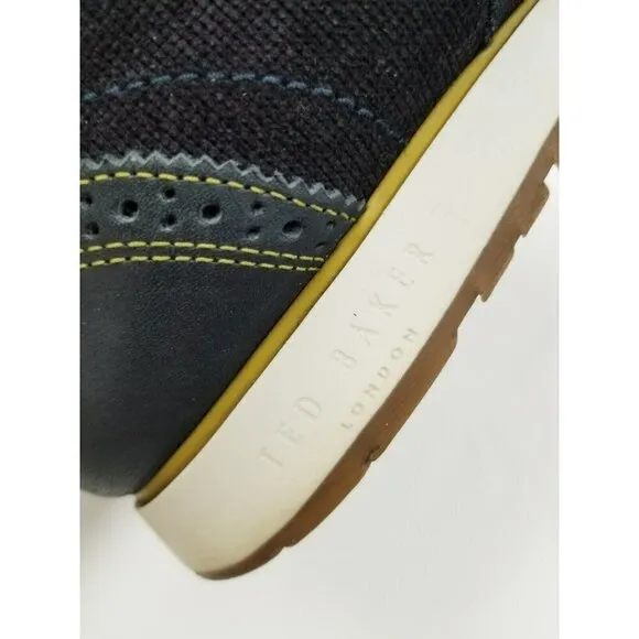 ted baker london Shindl mens Tennis shoes leather blue yellow size 9 lace up