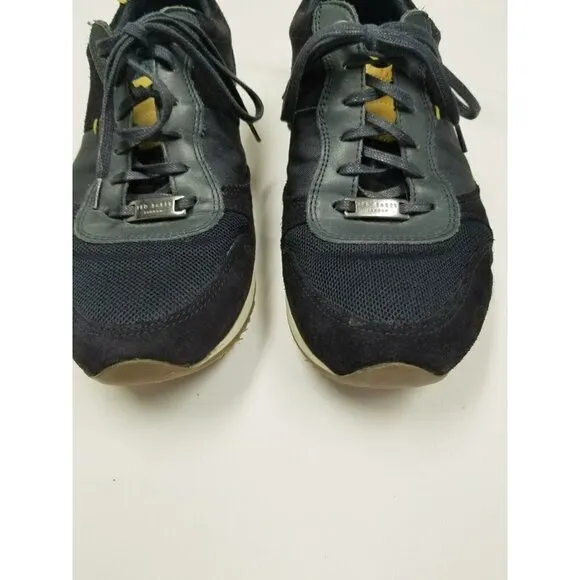 ted baker london Shindl mens Tennis shoes leather blue yellow size 9 lace up
