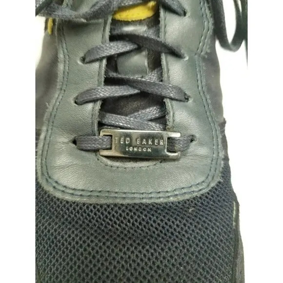 ted baker london Shindl mens Tennis shoes leather blue yellow size 9 lace up