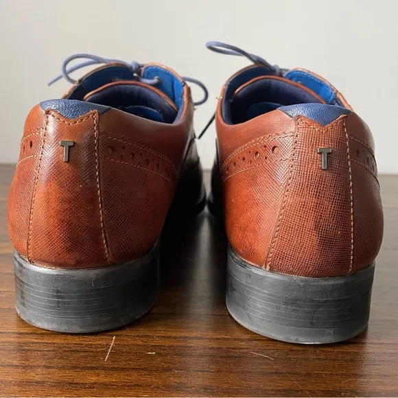 Ted Baker London size 10 men’s brown leather oxford dress shoes EUC