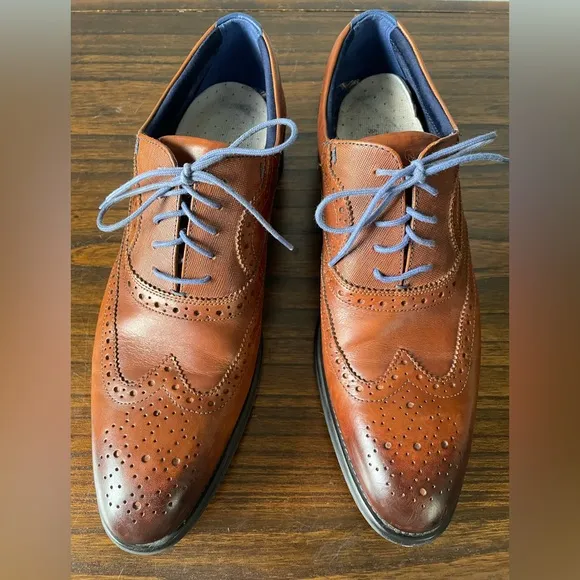 Ted Baker London size 10 men’s brown leather oxford dress shoes EUC