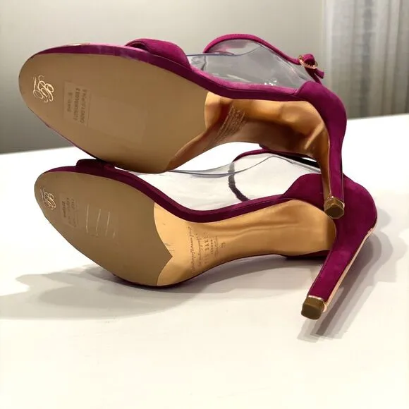 Ted Baker Mirobel Purple Suede‎ Cut Out Detail Strap Sandals US Size 8.5