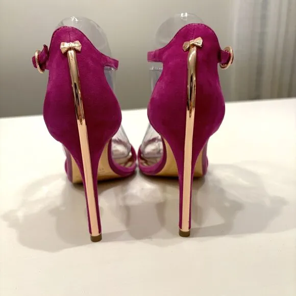 Ted Baker Mirobel Purple Suede‎ Cut Out Detail Strap Sandals US Size 8.5