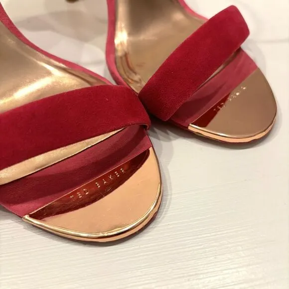 Ted Baker Mirobel Purple Suede‎ Cut Out Detail Strap Sandals US Size 8.5