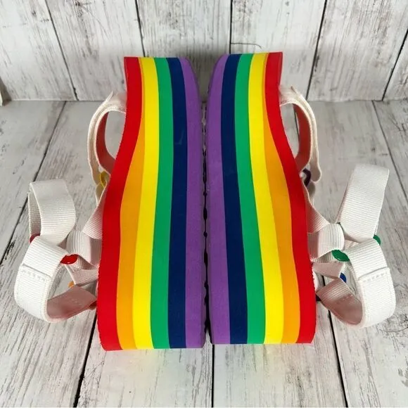 TEVA FLATFORM UNIVERSAL RAINBOW PRIDE PLATFORM SANDALS WOMEN US 8/ EUR 39