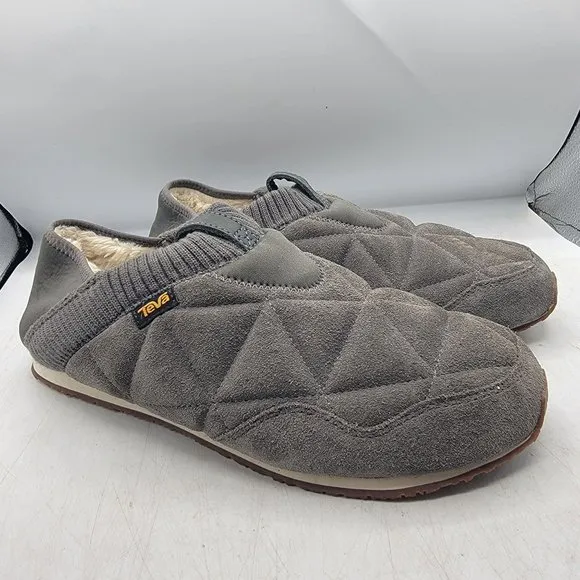 Teva ReEmber Plushed Mens 11 Gray Slipper Shoes Comfort Lined Warm Casual
