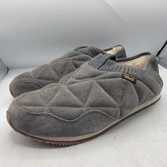 Teva ReEmber Plushed Mens 11 Gray Slipper Shoes Comfort Lined Warm Casual