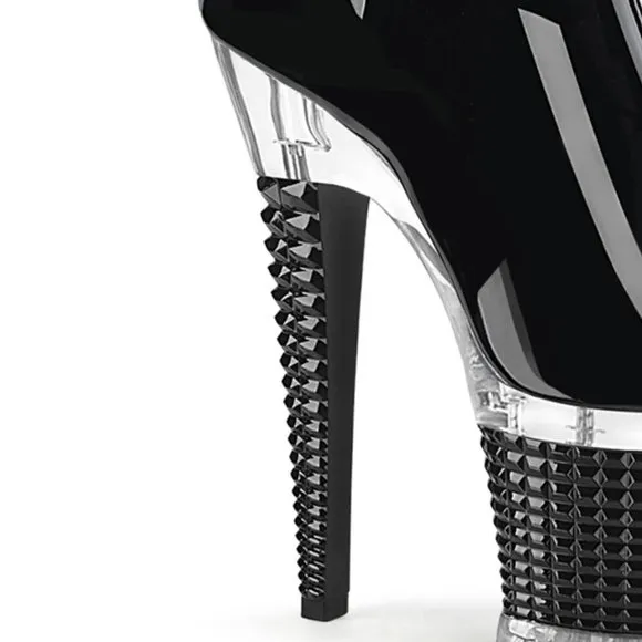 Textured Platform High Heel Ankle Boots