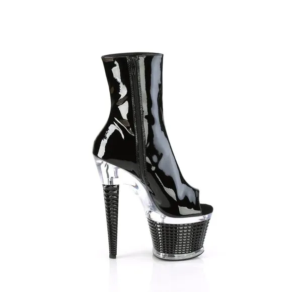 Textured Platform High Heel Ankle Boots