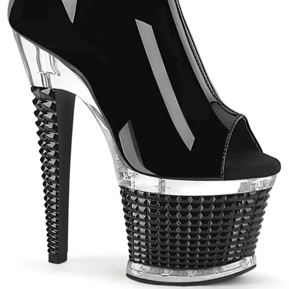 Textured Platform High Heel Ankle Boots