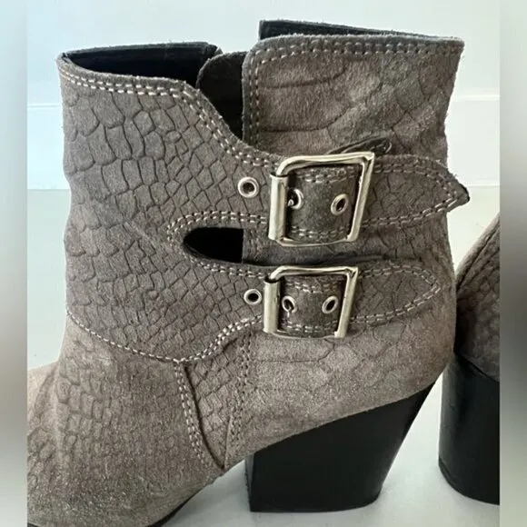 The Kooples Ankle Boots Gray - Leather Snake Print