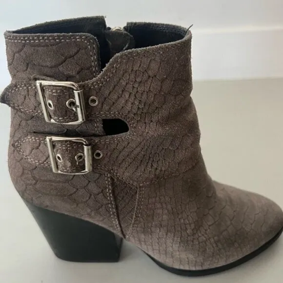 The Kooples Ankle Boots Gray - Leather Snake Print