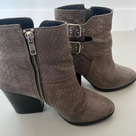 The Kooples Ankle Boots Gray - Leather Snake Print