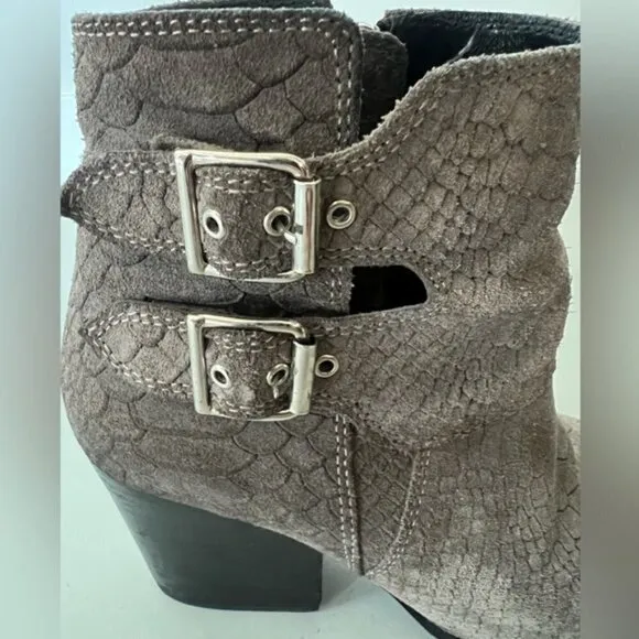 The Kooples Ankle Boots Gray - Leather Snake Print
