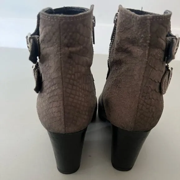 The Kooples Ankle Boots Gray - Leather Snake Print