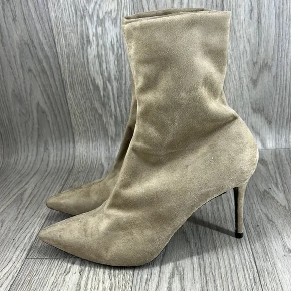 Theory Women's Natural Faux Suede Sock Boot