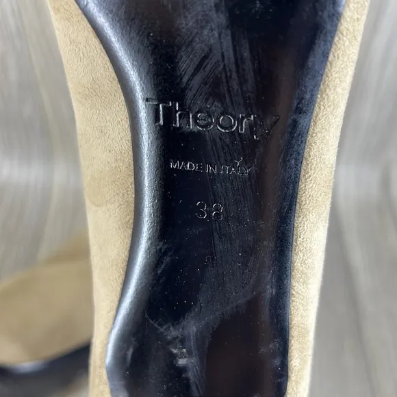 Theory Women's Natural Faux Suede Sock Boot