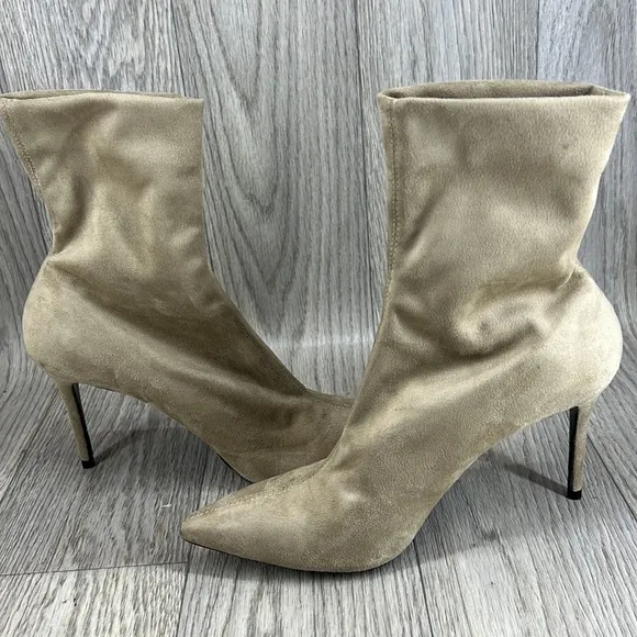 Theory Women's Natural Faux Suede Sock Boot
