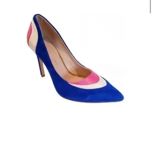 THINGS II COME Womens Blue Junna Toe Stiletto Slip On Leather Pumps Shoes 7.5 M
