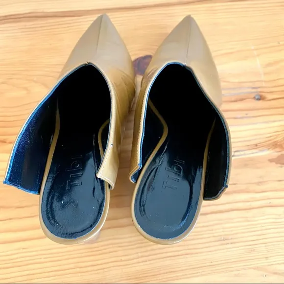 Tibi Owen Winged Leather Mule Brown Tan Patent Leather 6