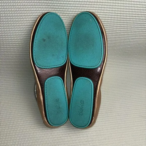 Tieks By Gabriel Metallic Gold Italian Leather Ballet Flats Shoes Women's Size 8
