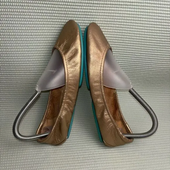 Tieks By Gabriel Metallic Gold Italian Leather Ballet Flats Shoes Women's Size 8