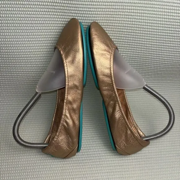 Tieks By Gabriel Metallic Gold Italian Leather Ballet Flats Shoes Women's Size 8