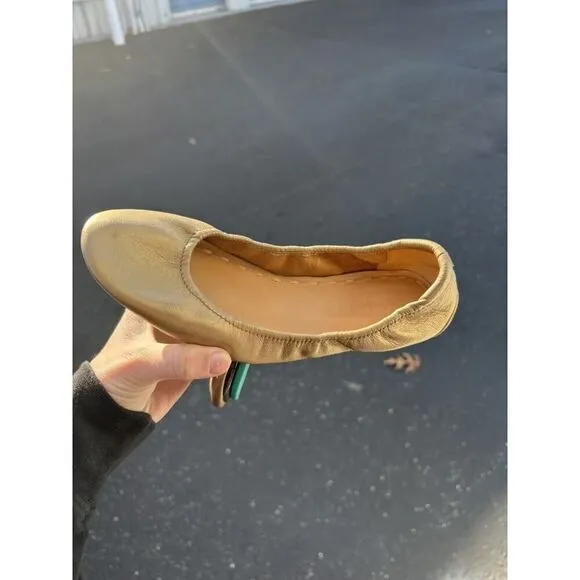 Tieks By Gabriel Metallic Gold Italian Leather Ballet Flats Shoes Women's Size 8