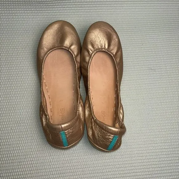 Tieks By Gabriel Metallic Gold Italian Leather Ballet Flats Shoes Women's Size 8