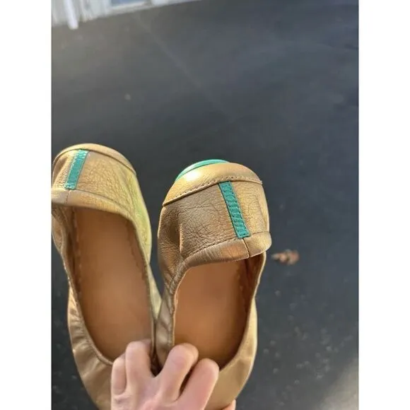 Tieks By Gabriel Metallic Gold Italian Leather Ballet Flats Shoes Women's Size 8
