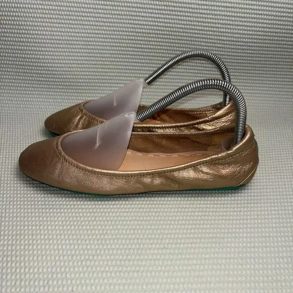 Tieks By Gabriel Metallic Gold Italian Leather Ballet Flats Shoes Women's Size 8