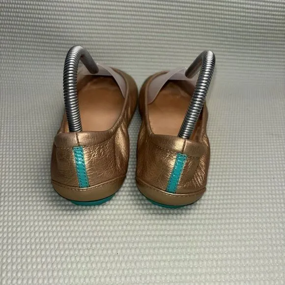 Tieks By Gabriel Metallic Gold Italian Leather Ballet Flats Shoes Women's Size 8
