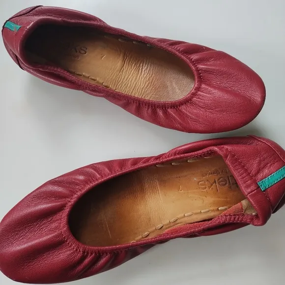 Tieks Cardinal Red Leather Ballet Flats Shoes